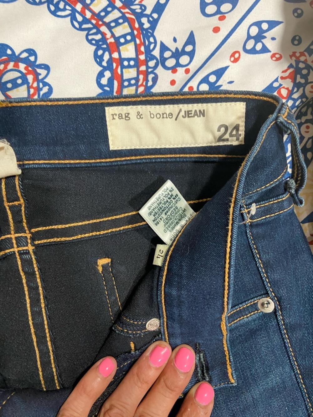 rag & bone Women's Skinny Jeans in Dark Blue Denim - Picture 2 of 3
